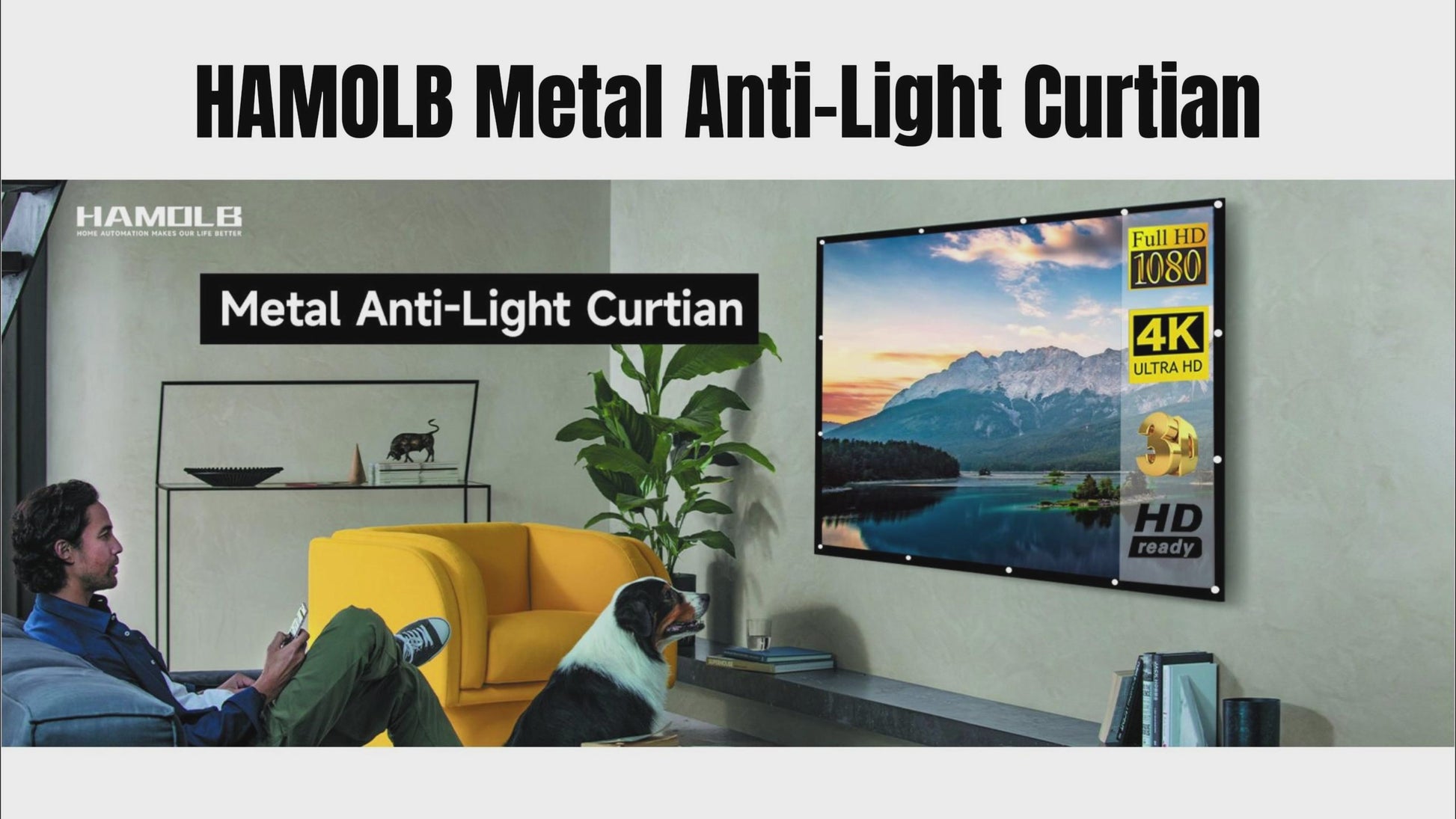 Hamolb Ultra portable Anti-Glare projection screen | Easy folding, HD Wrinkle-Resistant | Home theater/outdoor camping/business presentation